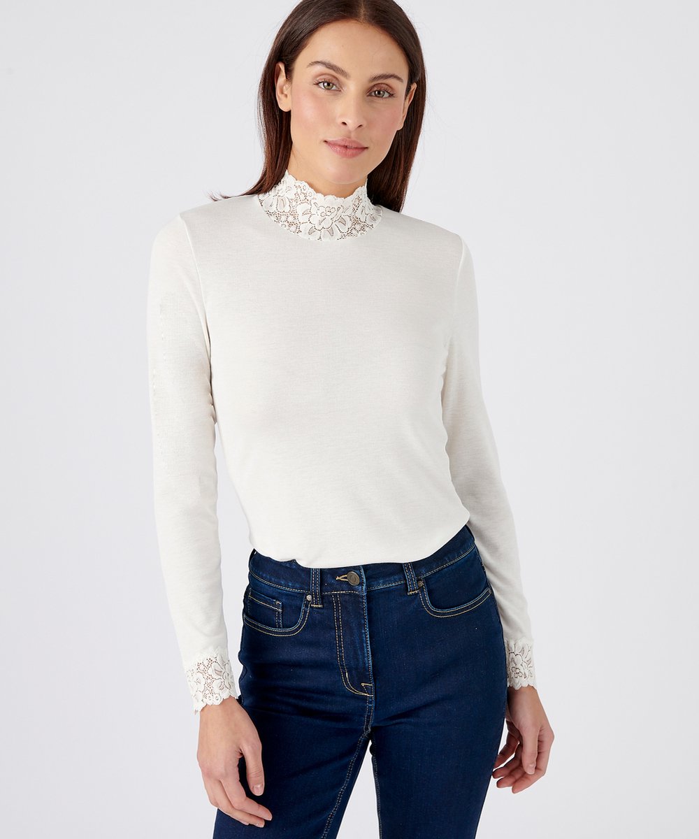 Damart - Fijn gebreid T-shirt met lange mouwen Thermolactyl - Dames - Wit - 46-48 (L)
