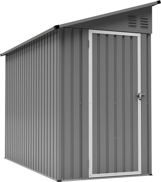 Gereedschapsschuur - tuinkast - gereedschapsschuur hosel - 4'x8' Metalen tuinhuis-Weerbestendige Tuinberging - buitenberging met afsluitbare deur en 2 ventilatieopeningen - gereedschapsberging voor achtertuin & terras – Grijs