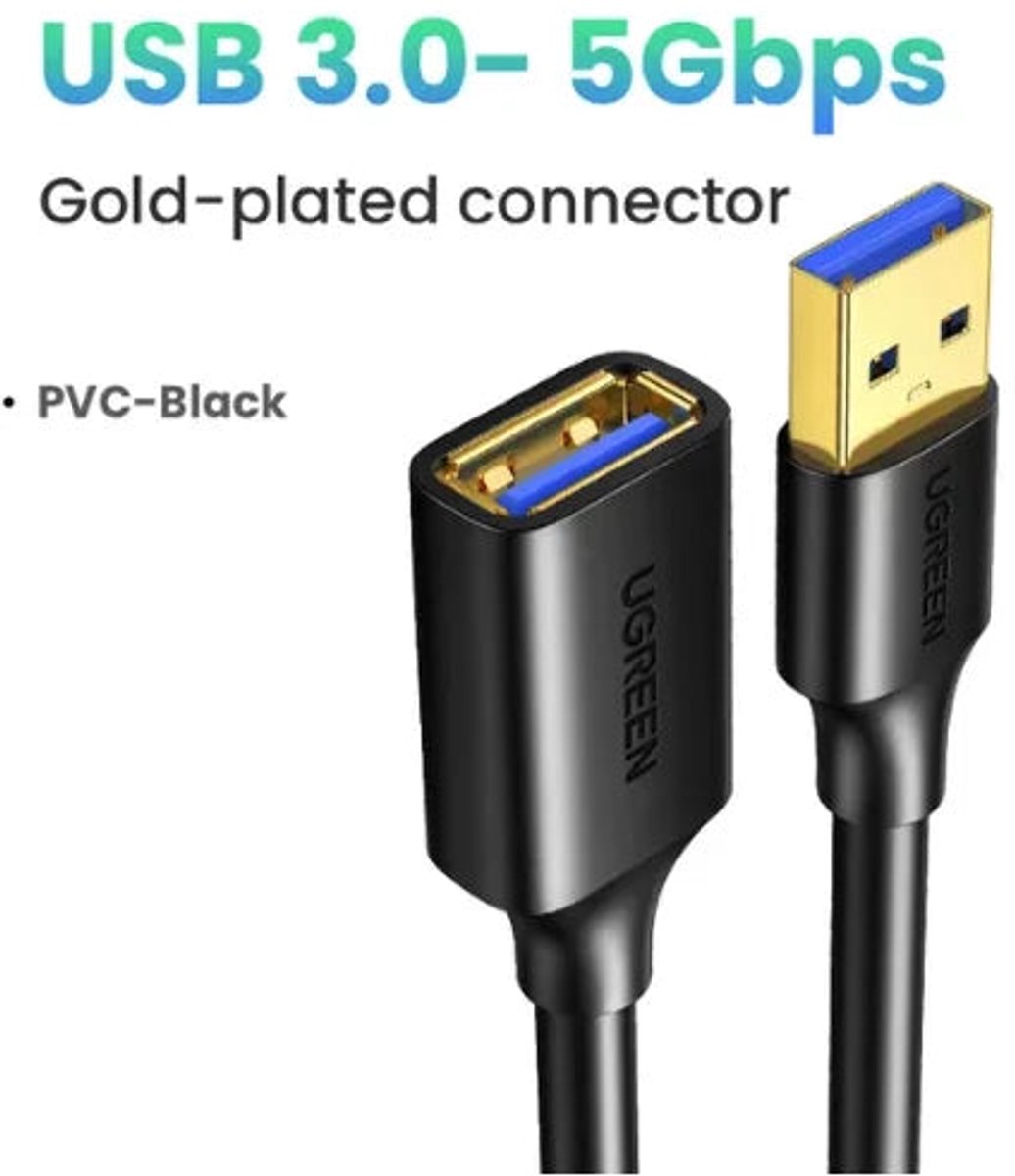 UGREEN USB Extension Cable USB 3.0 Extender Cable Type A Male to A Female USB to Data Transfer for Smart TV PS4 Laptop Computer