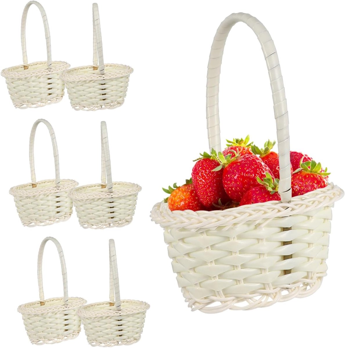 10 Stuks Gevlochten Mini Mandjes met Handvatten, Perfect voor Tuinfeesten, Decoratie en Cadeaus
