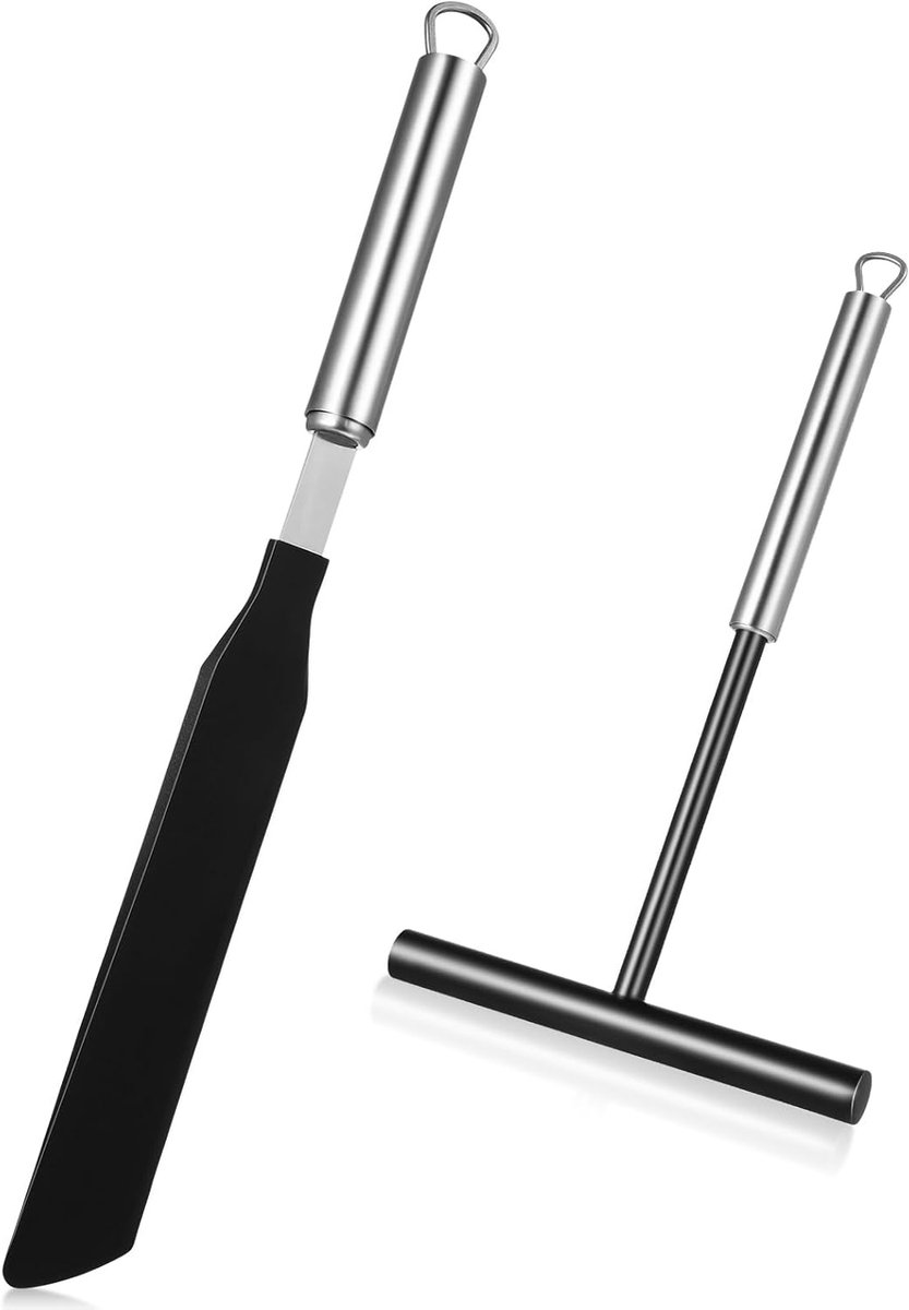 Daity Crêpespreider & Spatelset — Taartglazuurspatel — Crêpebeslagspreider — Schraper & Keerspatel — 2-delige set — Ideaal voor het maken van taarten en pannenkoeken