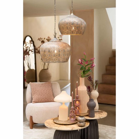 Light & Living Hanglamp Emine - Bruin - 43.5x43.5x40.5cm - Modern - Hanglampen Eetkamer, Slaapkamer, Woonkamer