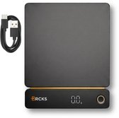 BRCKS Digitale Keukenweegschaal - 0,1g Precisie - Tot 5kg - USB-C Oplaadbaar - Weegschaal Keuken - Tarra en Geheugen - Warm Grijs