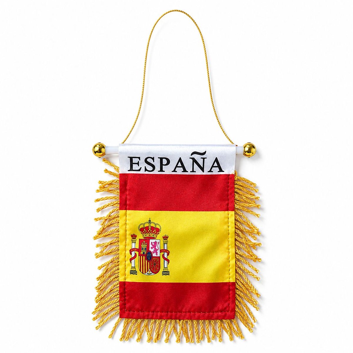 Cruva Vlagvaantje Spanje - Vaandel Vlag - WK Voetbal 2026 - Autospiegel/Achteruitkijkspiegel Accesoire - Versiering - Nationaal elftal - Aanmoedigen
