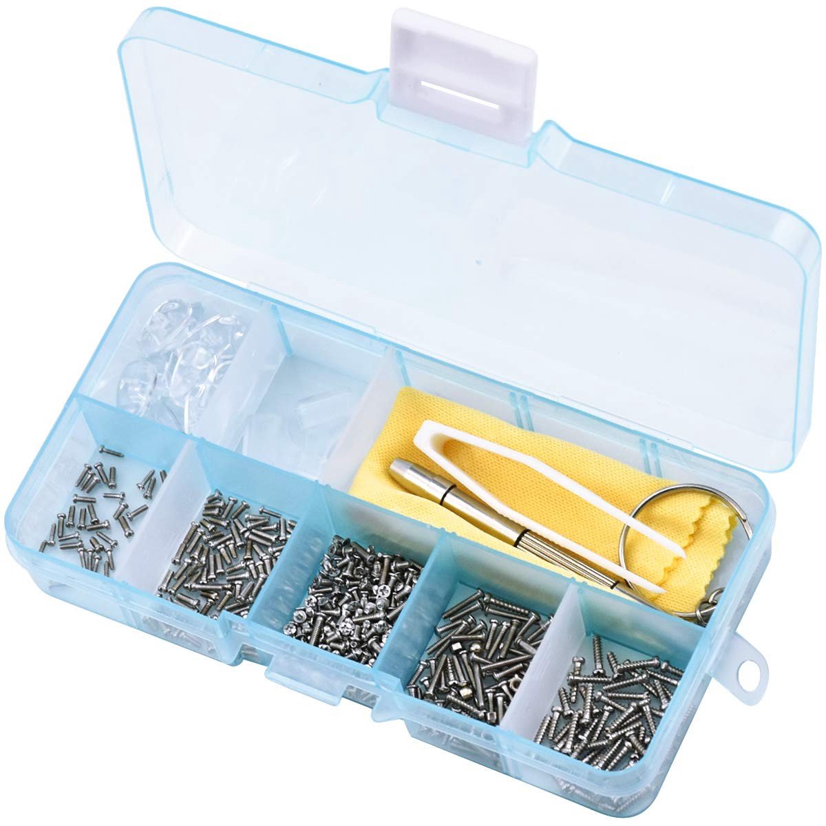 Dailygoody - Brilgereedschapsset - Mini-schroeven - Compleet voor brillenreparatie - Compact formaat - Neuspads - Duurzaam en functioneel - Geschikt v.