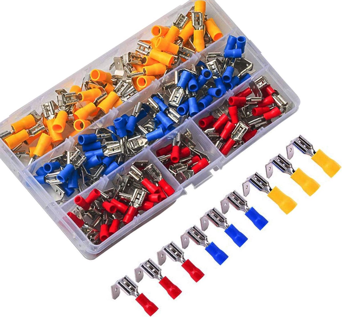 Dailygoody - 150 Stuks Half Geïsoleerde Huckepack Kabelschoenen - Spade Connectors voor Elektrische Verbindingen