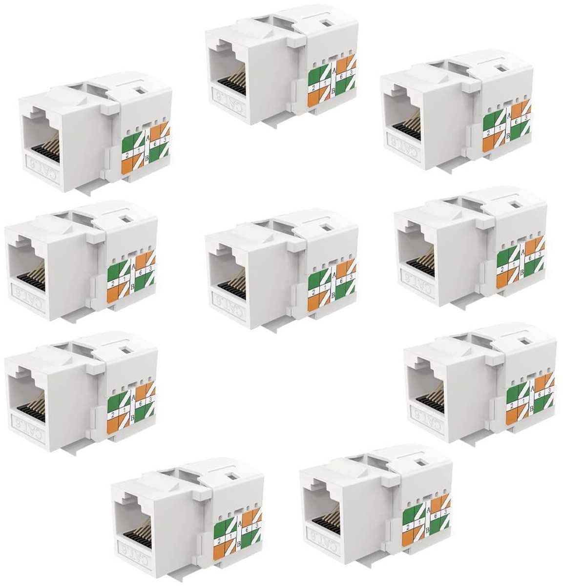Dailygoody - Ethernet Aansluitingen - Cat6 RJ45 Keystone Jack - Hoogwaardige Kwaliteit - Wit - Netwerkverbinding - 10-Pack - Geschikt voor Thuisgebrui...