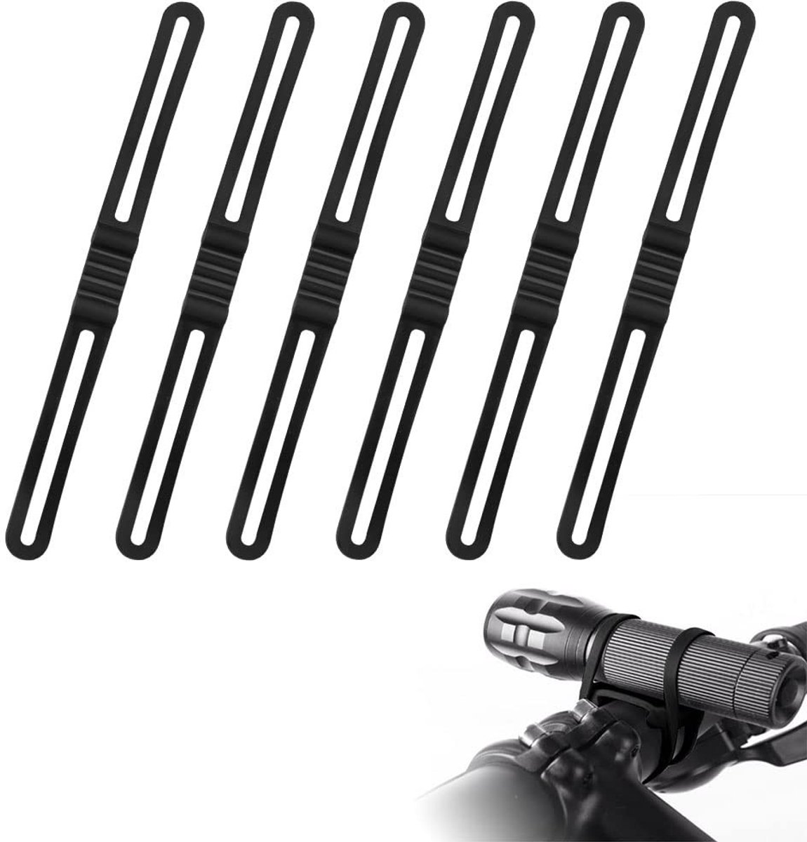 Dailygoody - Fiets siliconen band - Verlengde elastische houder - Lichtgewicht en multifunctioneel - Geschikt voor fietsverlichting en gereedscha