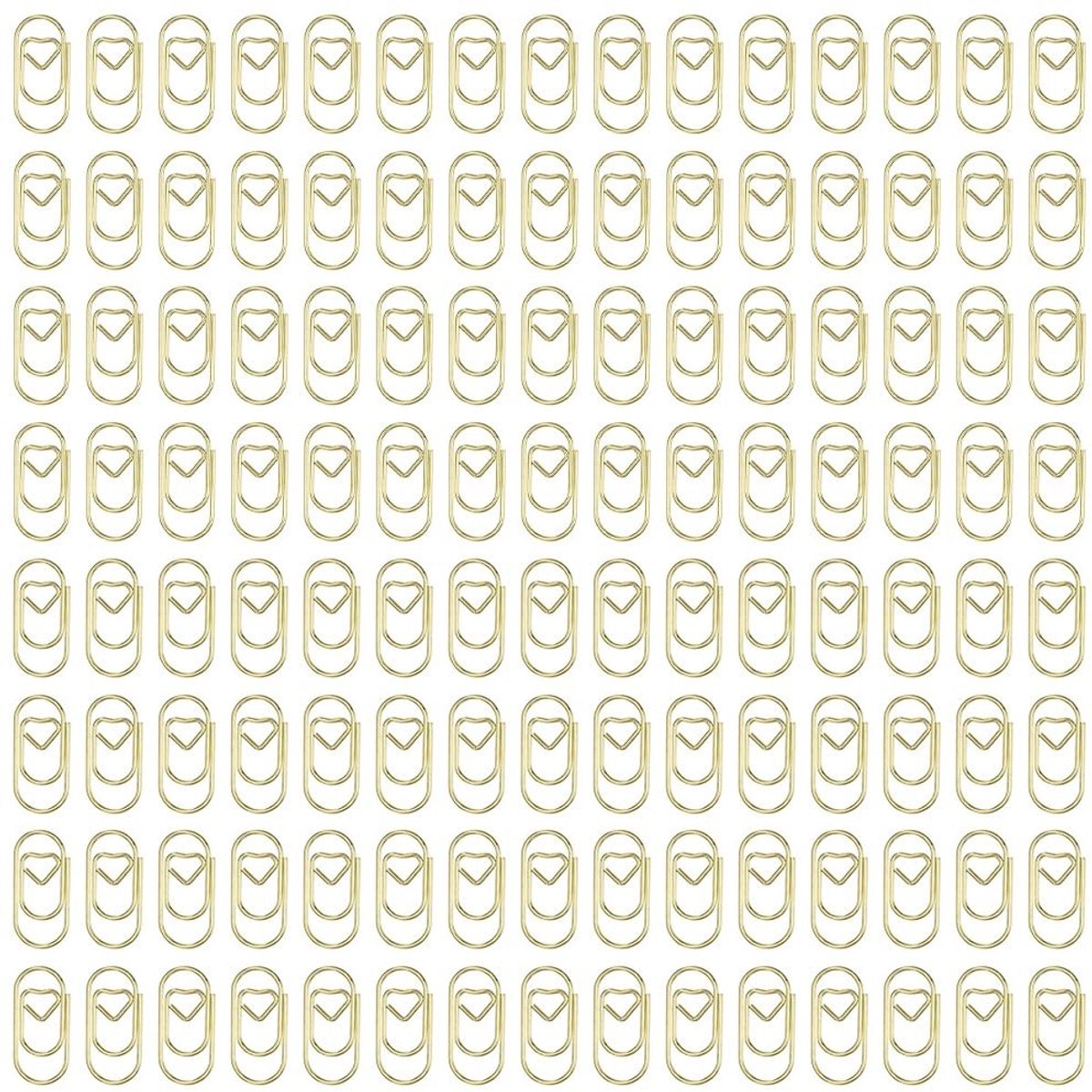 Dailygoody - Paperclips Hart - Elegante Paperclips Set - Goud - Voor Kantoor en Klaslokaal - 120 Stuks - Met Transparante Doos