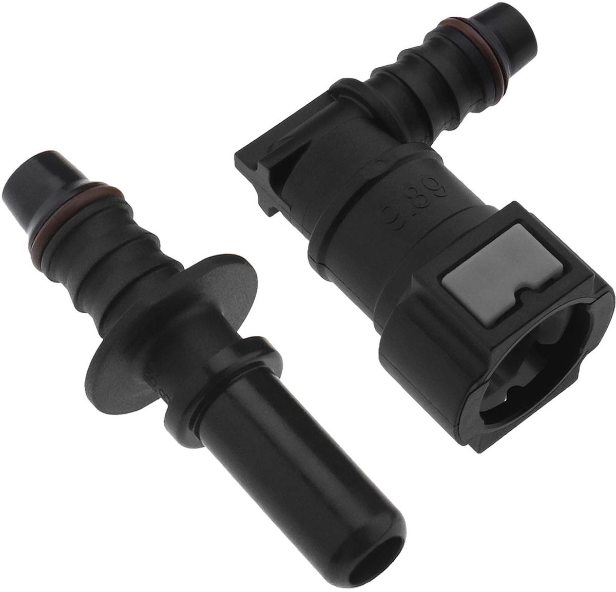 Dailygoods - Dailygoody - Brandstofpijp Connector - Elleboog en Rechte Slangkoppeling - Zwart - Brandstofleiding Adapter - Geschikt voor Auto - 2 Stuks