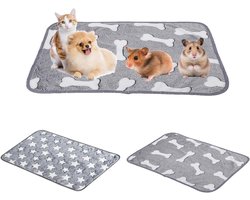 Comfortabele bedmat voor kleine dieren, 2-delig fleece kooiovertrek voor cavia's en konijnen, 70 x 50 cm, ideaal huisdierbeddengoed met zachte voering en makkelijk te reinigen