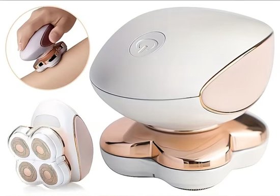 4-Blade STNY Dames Scheerapparaat - Usb Oplaadbare 4-kop Full Body Shaver + Precisietrimmer - Batterij Indicator - Perfecte Lichaamshaar Verzorging voor Dames - Kleur: Rose Goud + Wit