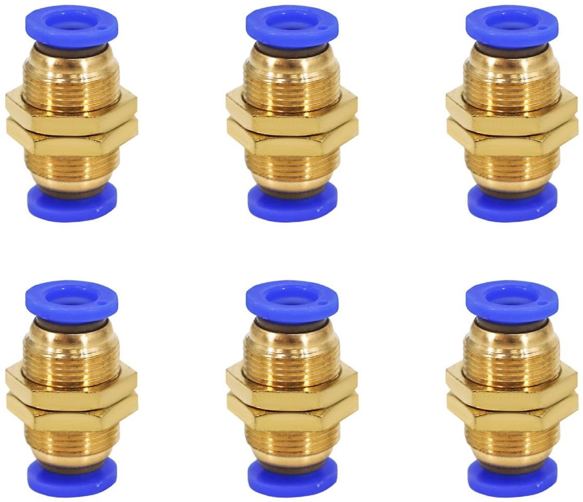 Dailygoods - Dailygoody - Pneumatische Bulkhead Connector - Snelle Aansluiting - 10mm met Male Draad - Voor eenvoudig aansluiten - Ideaal voor luchtleidingen