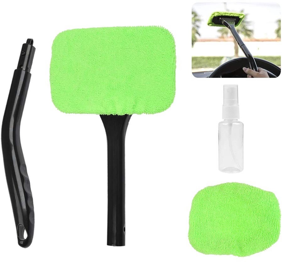 Dailygoods - Cosensi - Dailygoody - Ruitenreinigingsgereedschap - Microfiber Auto Voorruit Cleaner - Lange handgreep - Universele Zwerfset - Glasreiniging - Ideaal voor auto...