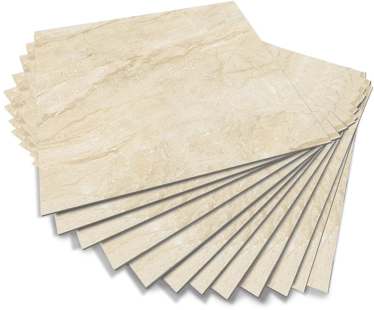 Dailygoods - Dailygoody - Vloertegels - Brown Marble Effect - 15x15 cm - 12 Stuks - Non-Slip Waterdicht - Voor Binnen en Buiten - Tegelvloer - Bruin
