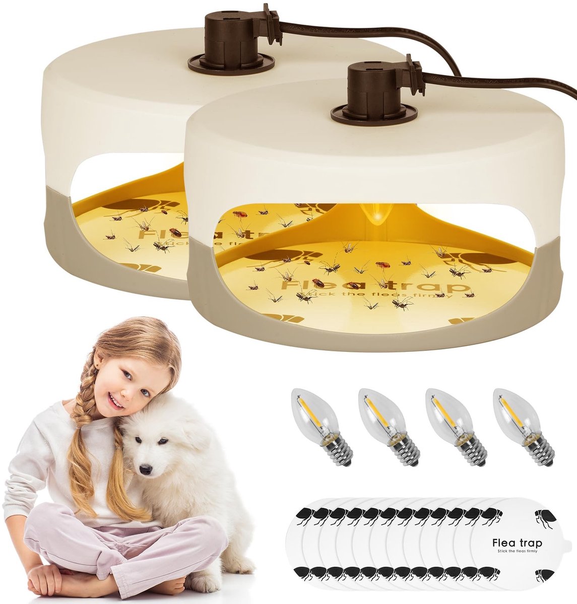 Dailygoods - Dailygoody - Vlooienvallen - Anti-vlooienlampen - 360 graden opening - Lichtgevende vlooienvangers - Gemakkelijk in gebruik - Geschikt voor thuis - 2