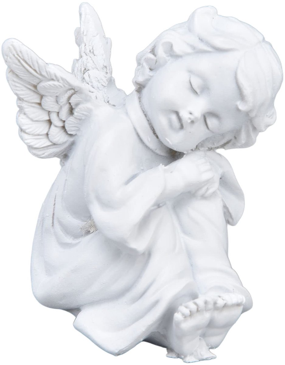 Dailygoods - Dailygoody - Cherub Standbeeld - Mini Engel Beeldje - Tuin Ornament - Kunsthars - Decoratie - Desktop Standbeeld - Geschikt voor Thuis