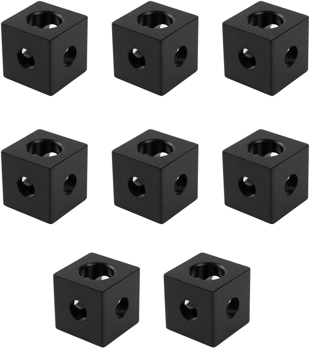 Dailygoods - Dailygoody - Drie Manier Kubus Hoek Connectors - Aluminium Beugel - Zwart - 2020 Serie - Geschikt voor V-Slot Profiel - 8 Stuks