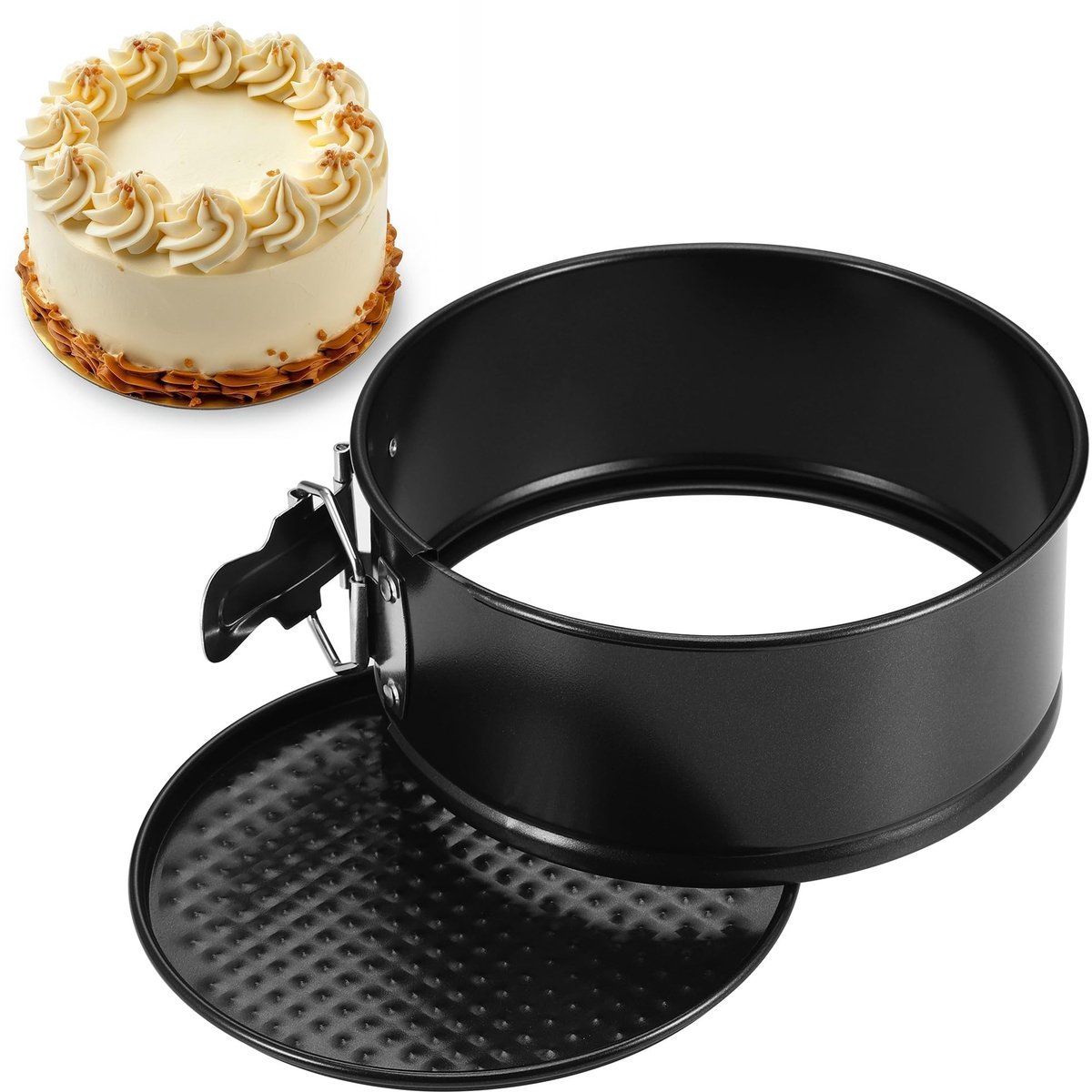 Dailygoods - Dailygoody - Springvorm - Kleine Taartvorm - Antiaanbaklaag - Rond - Bakvorm - Cakevorm - Geschikt voor Verjaardag - Zwart