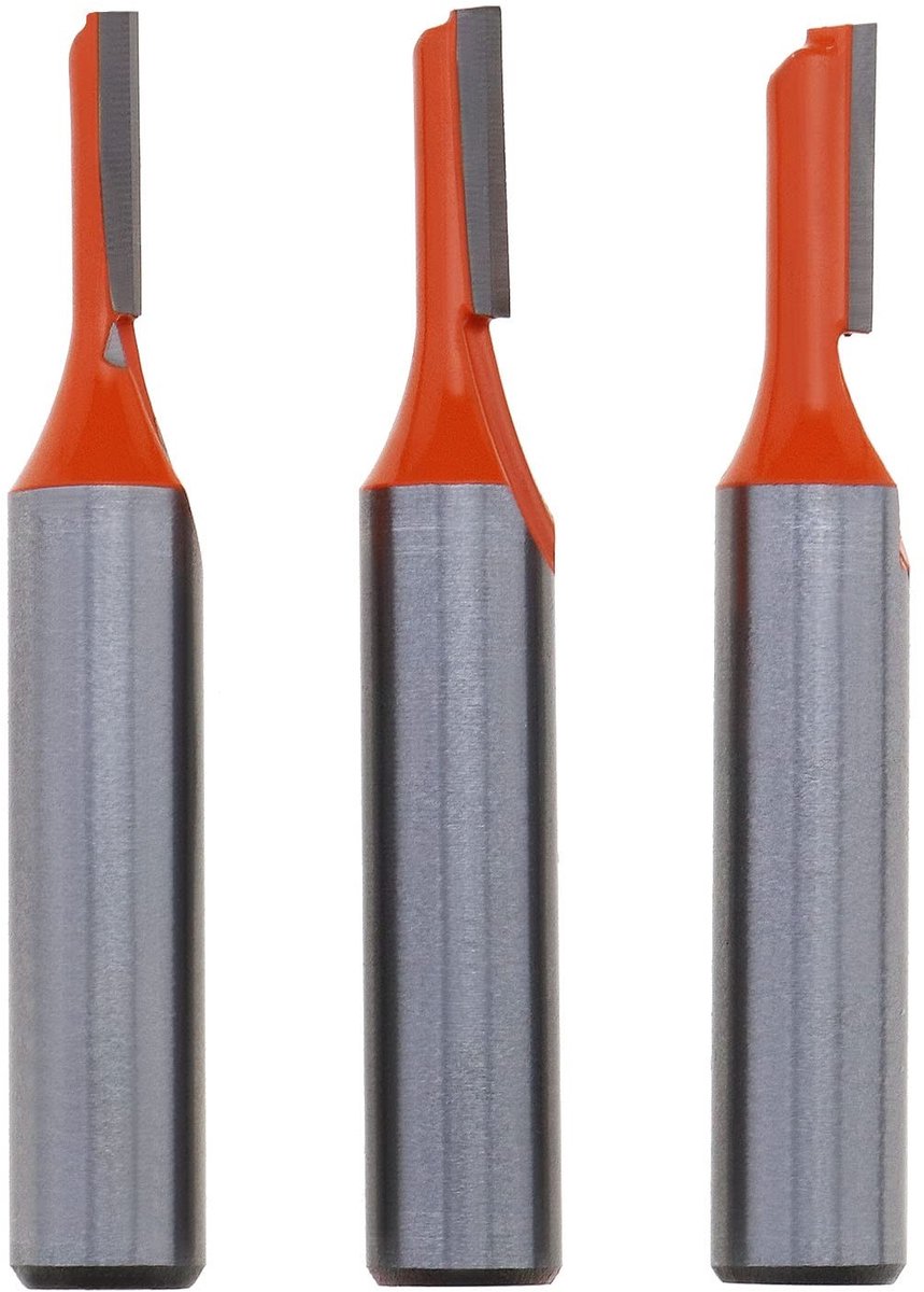 Dailygoods - Dailygoody - 3 Sleufsnijders Set - Router Bits Houtbewerking - Koolstofstaal - 8mm Schacht - Snijden 3mm/4mm/5mm - Voor Precisiewerk - Hout Frezen