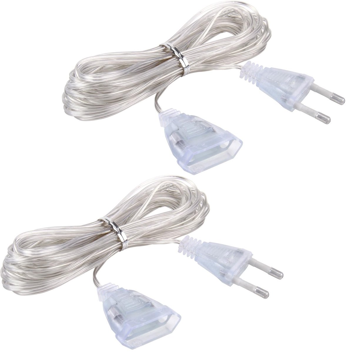 Dailygoody - Transparante verlengkabels - 5 meter - Dunne flexibele kabel - Ideaal voor laag energieverbruik - Veilig en discreet - Set van 2