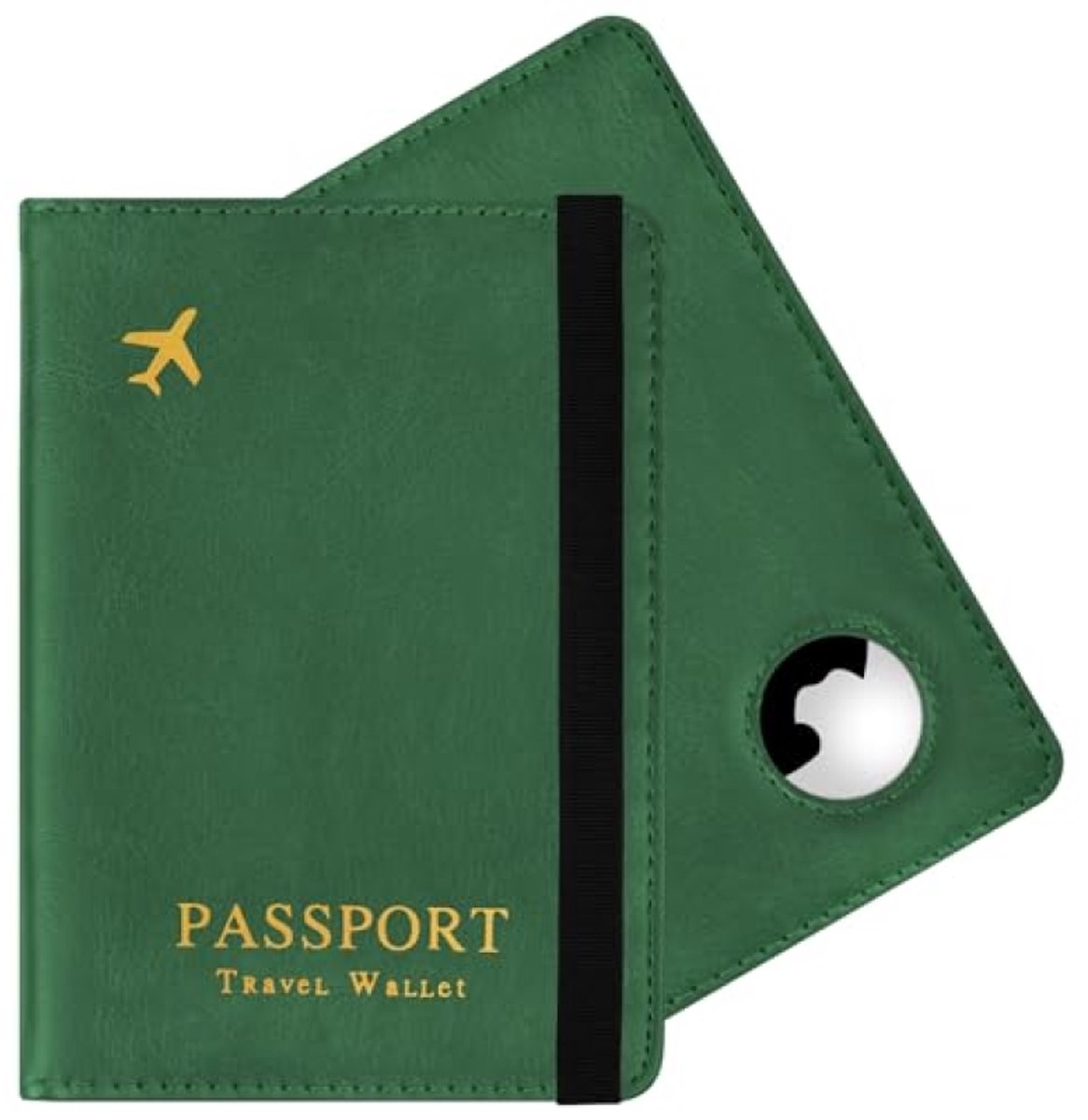 PromoHome Paspoorthoes met Anti-RFID en AirTag-houder – Reisdocumentportemonnee voor creditcards, Europees paspoort, visitekaartjes – Groen