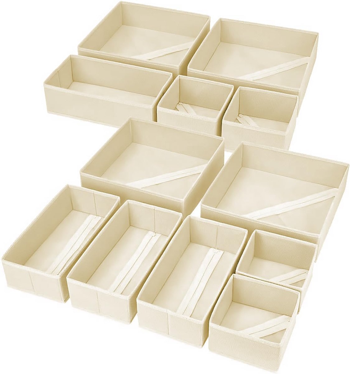 MONTKIARA Homsorout Kledingorganizer Set van 4/5/7 Vakken - Opvouwbaar Non-Woven - Voor Jeans, Broeken & Truien - Met Handgrepen - Voor Kast & Lade