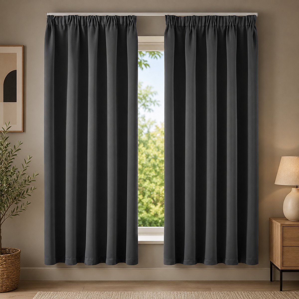 Verduisteringsgordijn 140x240 cm met Oogjes - Thermisch Geïsoleerd Gordijn voor Slaapkamer en Woonkamer - 100% Ondoorzichtig Licht Blokkeren