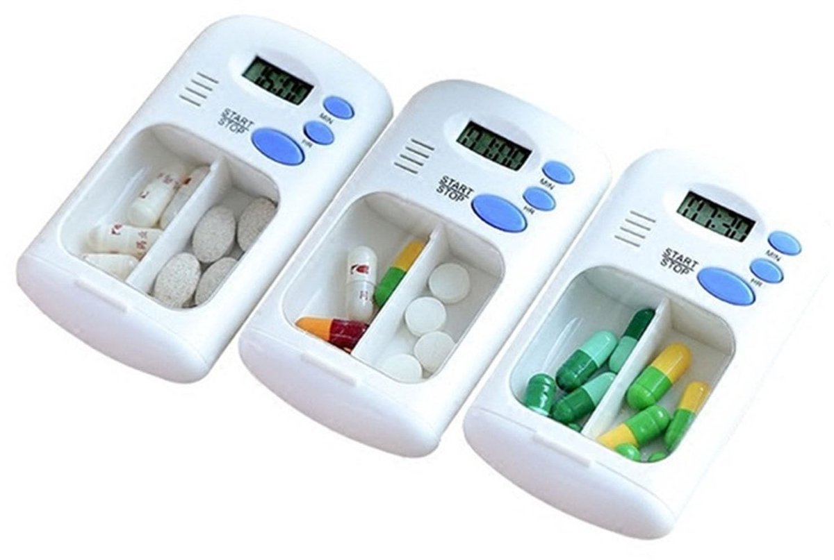 Dailygoody - Medicijndoos - Draagbare Minipilhouder - Digitaal Alarm - 10 x 7 x 3 cm - Medicijnopslag - Organiseer je pillen - Geschikt voor dage