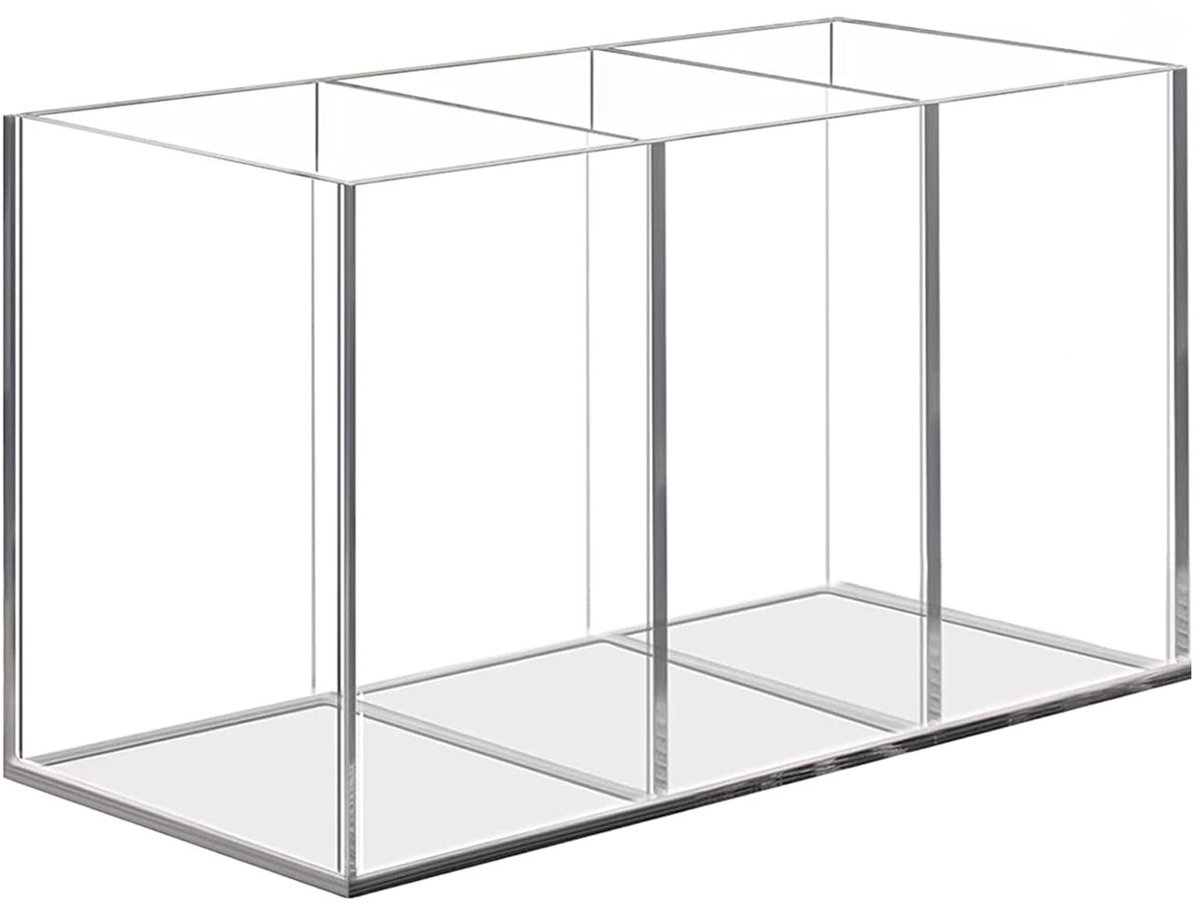 Dailygoody - Acryl pennenhouder - Bureau-organizer - Transparant - Make-up kwastenhouder - Kantoor en school - 16,8 x 7,6 x 9,5 cm