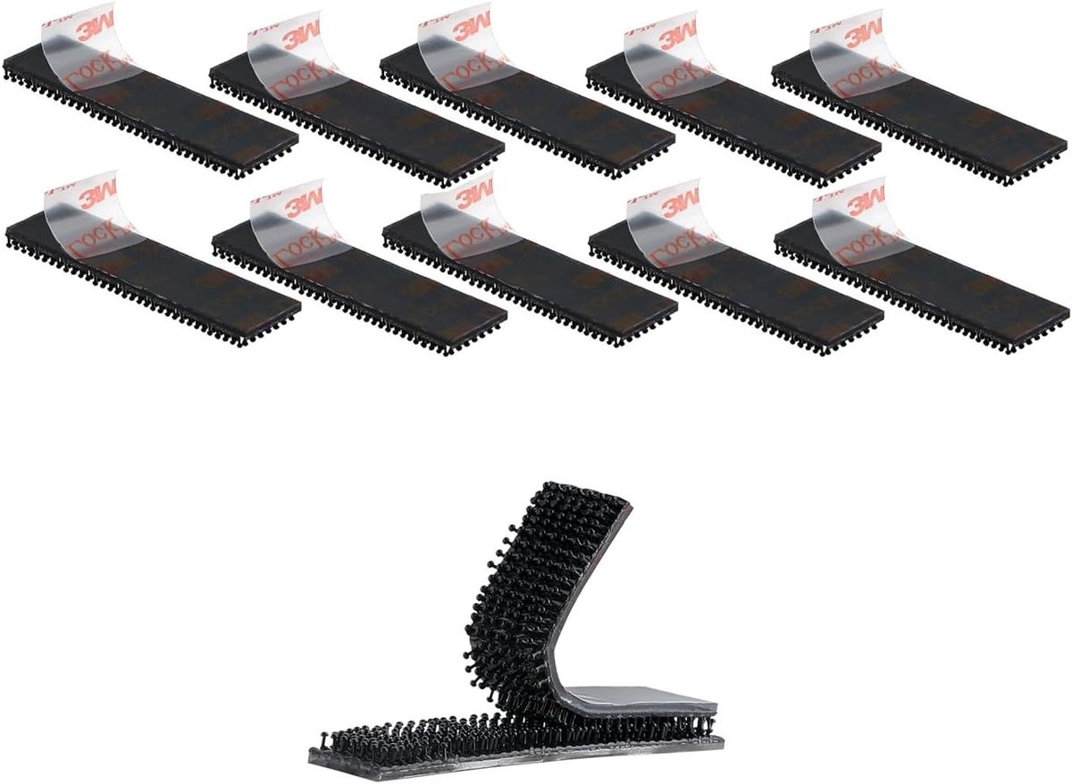 Zwarte Resealable Sluiting Interlocking Tape 1.2cm x 5cm - 10 Stuks - Sterke Hechting voor Binnen en Buiten, Ideaal voor EZ Pass Houder en Creatieve Projecten