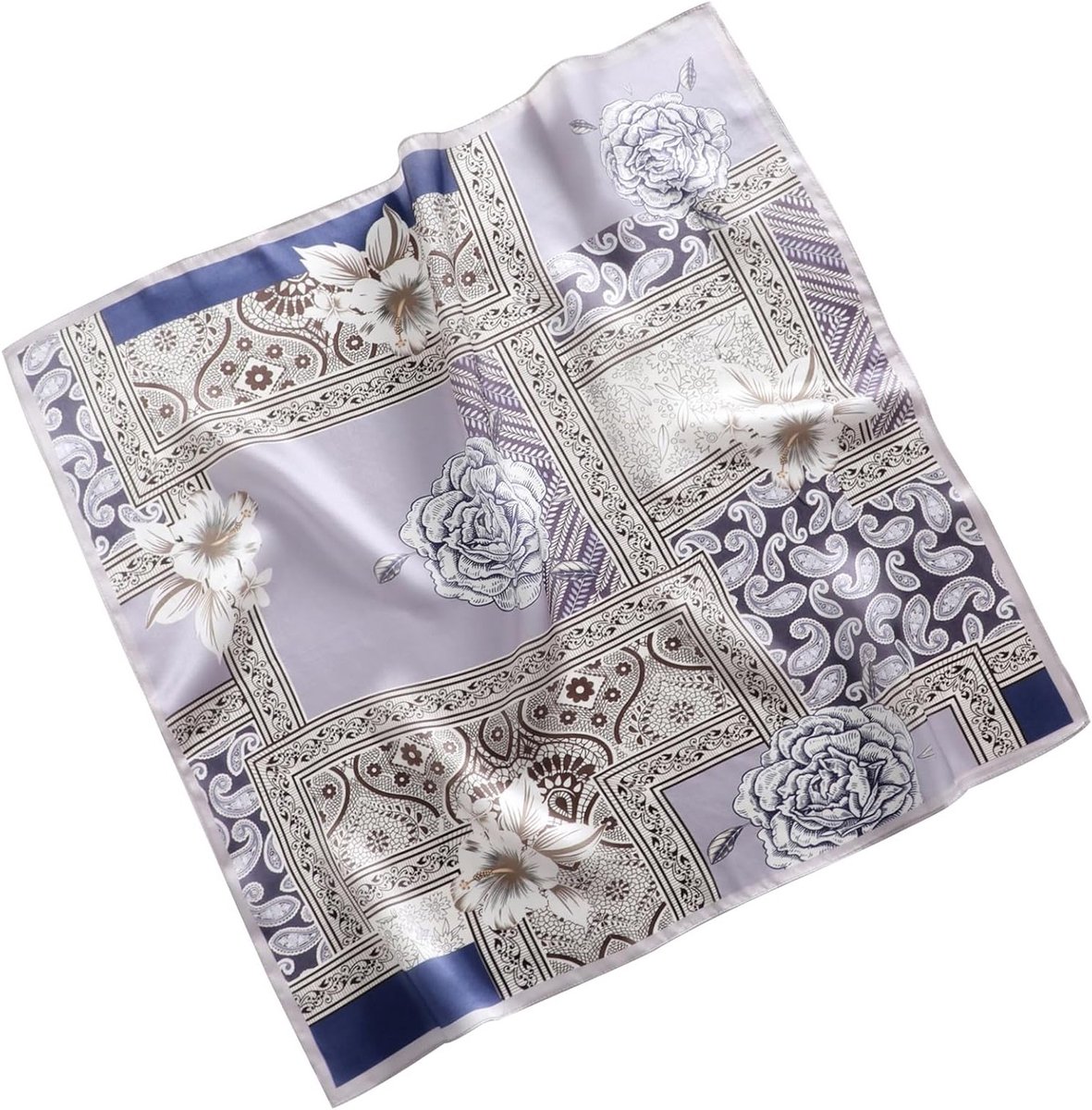 Natuurlijke Moerbeiszijde 26x26 Inch Zachte Vierkante Sjaal met Grafisch Print voor Dames, Luxe Accessoire voor Elke Gelegenheid