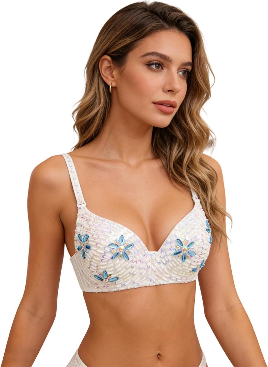 Vrouwen Buikdans BH met Pailletten en Strass voor Volwassenen - Perfect voor Optredens en Danslessen