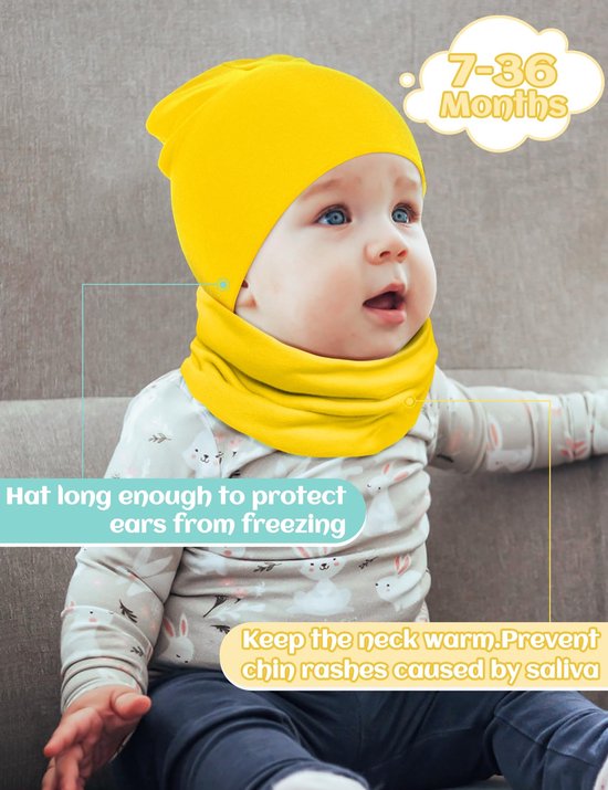 aladdien - Kiiwah Set van muts en sjaal voor kinderen - warm en ademend - gebreid - winteraccessoires - ideaal voor baby en peuter - uniseks