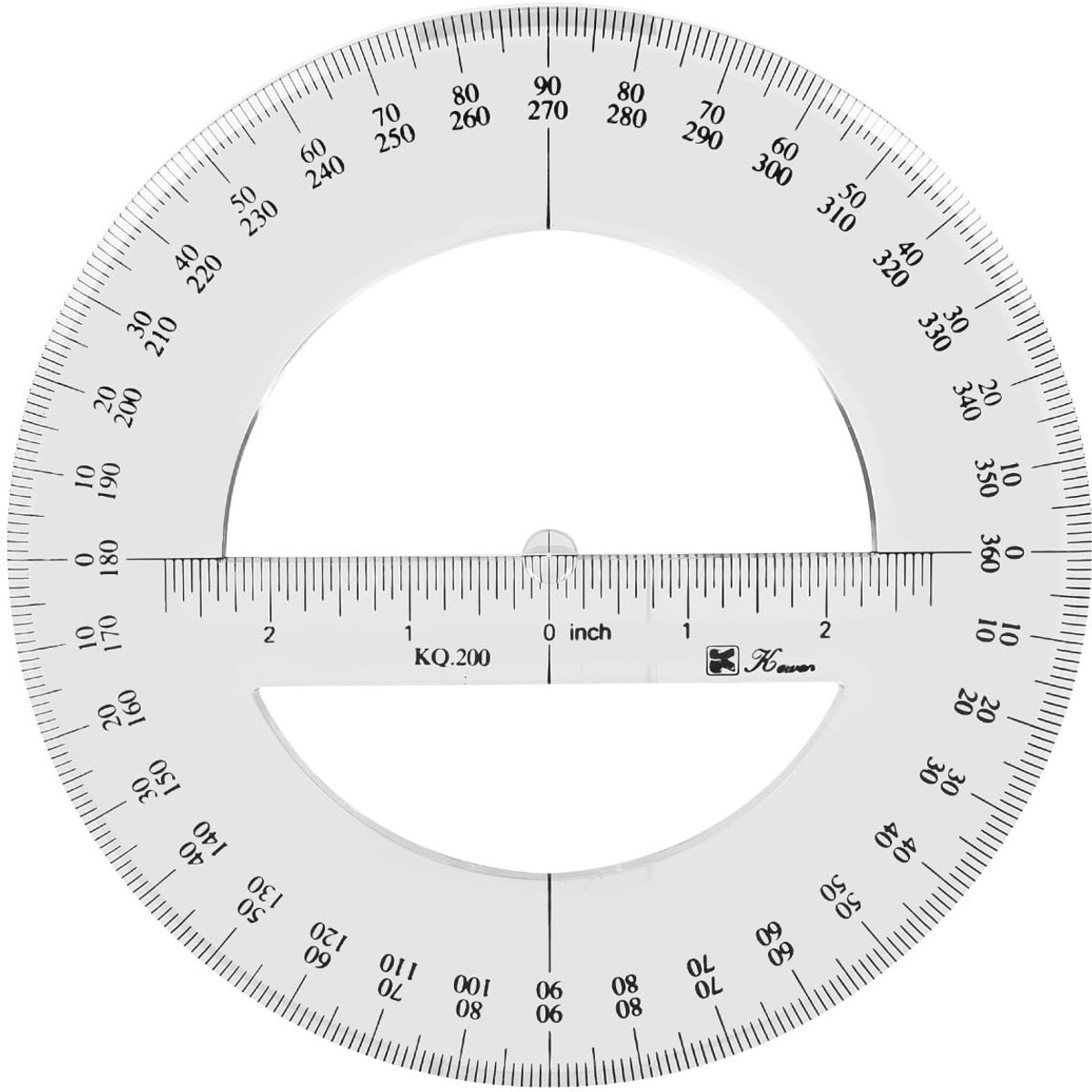 Dailygoods - Dailygoody - Gradenboog - Meetgereedschap - Kunststof - 20 CM - Wiskunde - Perfect voor school en kantoor - Transparant ontwerp