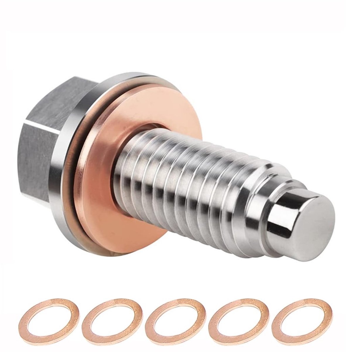 Dailygoods - Dailygoody - Magnetische olieaftapplug - M12x1.75 - Roestvrijstaal - Afdichtingen - Universeel - Geschikt voor oliecarterpan - Zilver