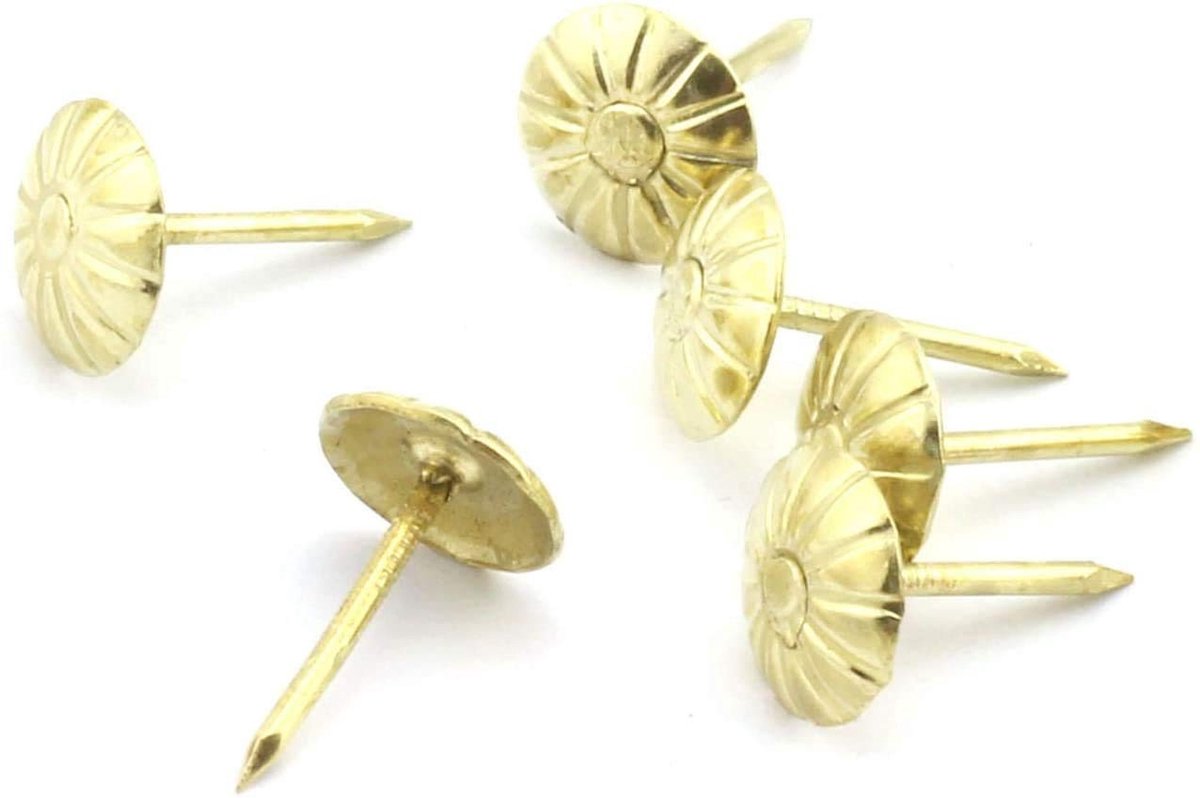 Dailygoods - Dailygoody - Retro Bekleding Nagels - Meubel Spijkers - Duurzaam en Stevig - Goud - Decoratieve Spelden - Geschikt voor Banken en Meubels - 200 Stuks