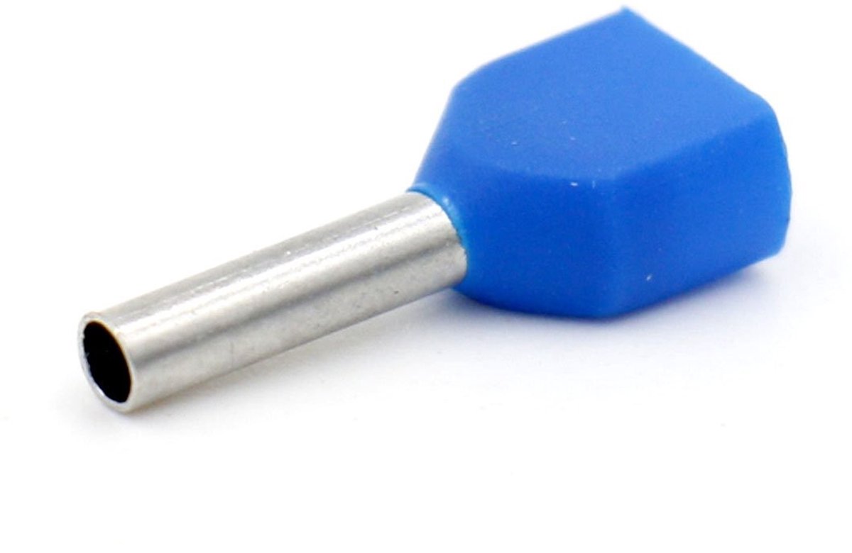 Dailygoods - Dailygoody - Twin Cord End Terminals - Crimpconnectoren - Koper - Blauw - 1000 Stuks - Geschikt voor 20 x 2