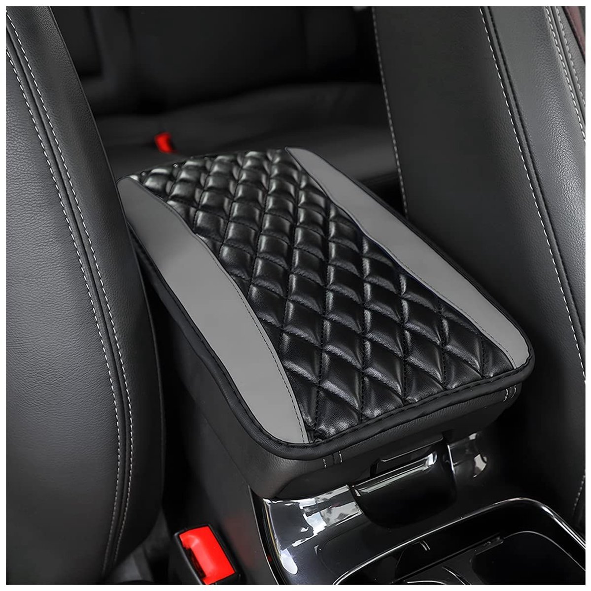 Dailygoods - Dailygoody - Lederen Auto-Armsteunkussen - Comfortabel en Waterdicht - Grijs - Auto Accessoires - Geschikt voor SUV's en Bestelwagens