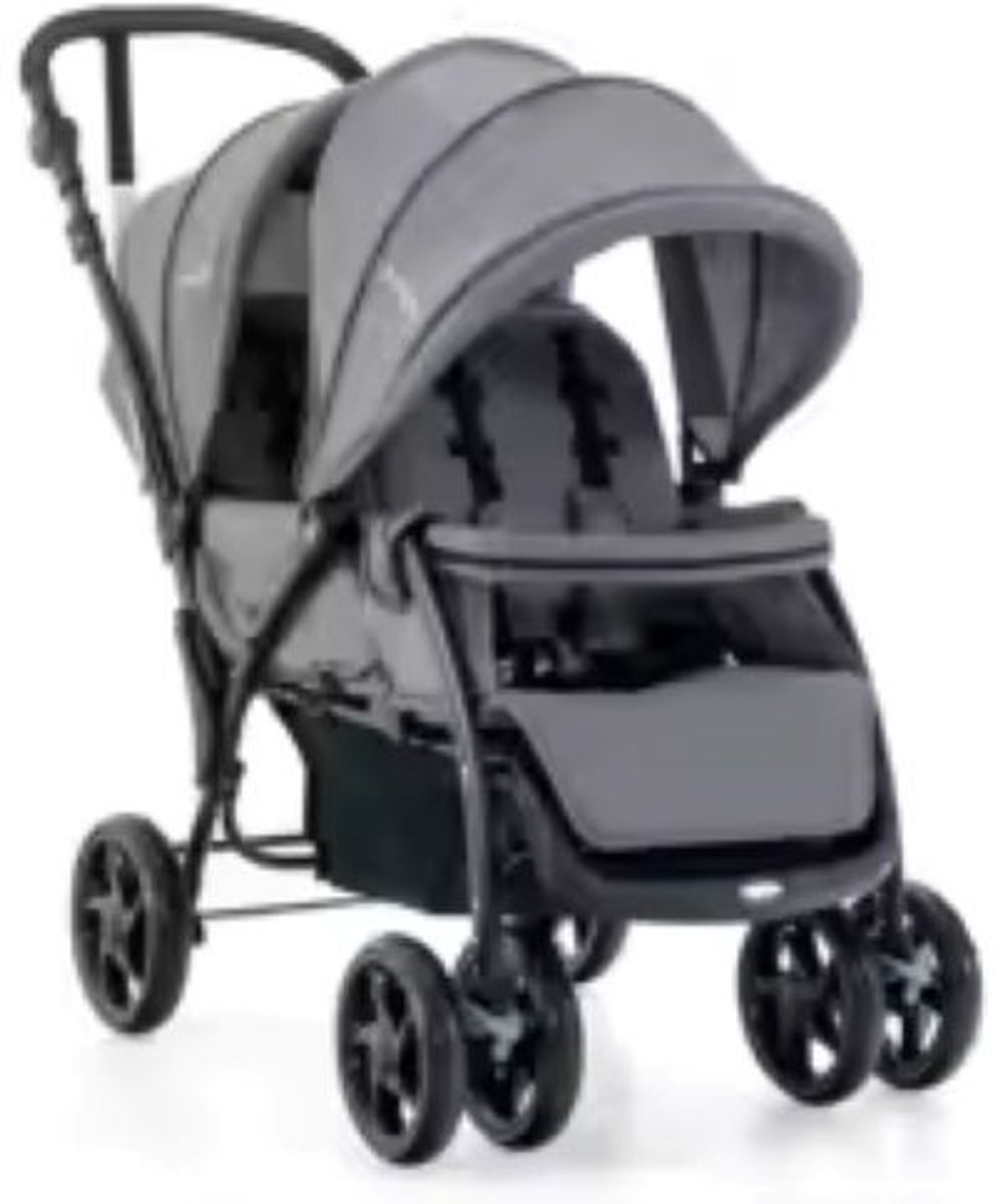 Venzor - Opvouwbare Dubbele Kinderwagen - 1 Tot 2 Jaar - Grijs -123 cm x 57 cm x 110 cm
