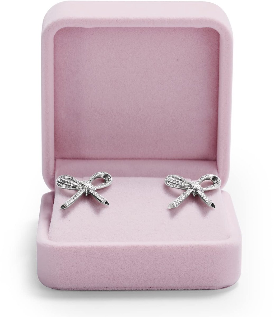 Dailygoods - Cosensi - Dailygoody - Velvet Earring Box - Earring Storage Box - Bescherming tegen schade - Roze - Sieraden opbergen - Perfect voor geschenken - Compact ...