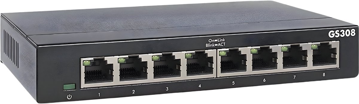 AHD® Internet Splitter - Netwerk Switch - Netgear Switch - Splitter Internetkabel - Netwerk Splitter - Zwart - 16cm x 11cm x 3cm