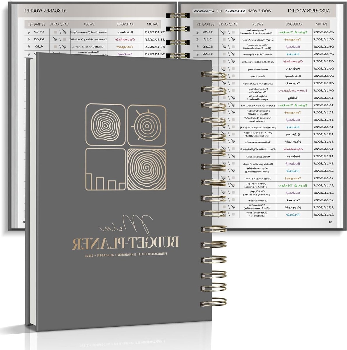 Maandbudget Planner in Donkergrijs voor Efficiënte Financiële Planning en Tijdbeheer