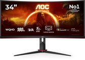 AOC CU34G2XP - Curved Ultrawide Gaming Monitor - HDR400 - USB-hub - 180hz - 34 inch