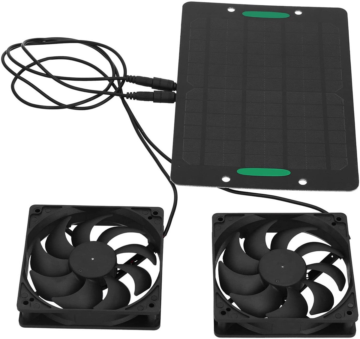Dailygoods - Dailygoody - Zonnepaneel Ventilatorkit - Draagbare Buitenventilator - Waterdicht - Dubbele Ventilator - Energiebesparend - Geschikt voor Kippenhokken