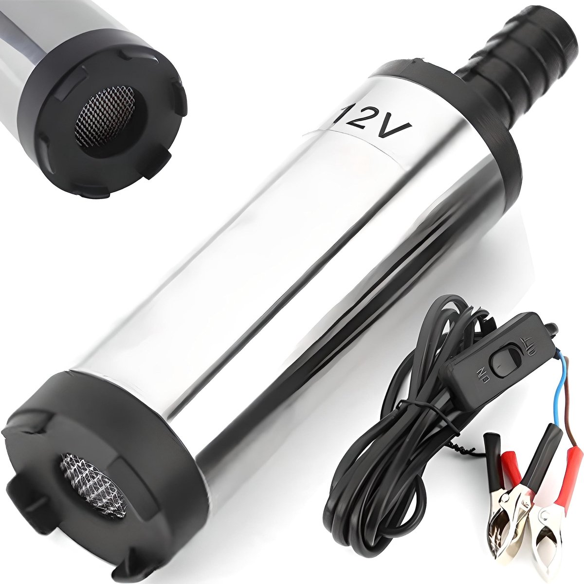 Dailygoods - 12V Roestvrijstalen Waterpomp voor Auto's en Vloeistofoverdracht