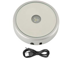 Dailygoods - Dailygoody - Kleurrijke LED Light Base - Verlichte Display Stand - USB en batterij - Decoratie voor Crystal Ball - 4 lampjes - Ronde spiegel