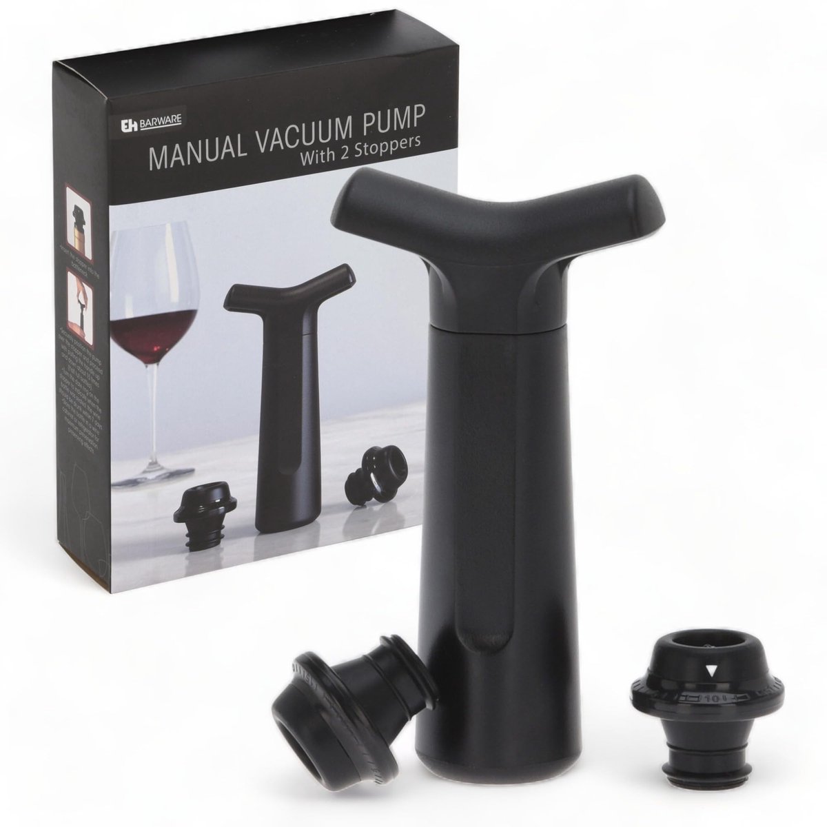 Dailygoods - Dailygoody - Wijnpomp - Vacuümstop - Perfecte wijnbehoud tot 10 dagen - Zwart - Luxe wijnsluiting - Eenvoudige bediening - Ideaal cadeau