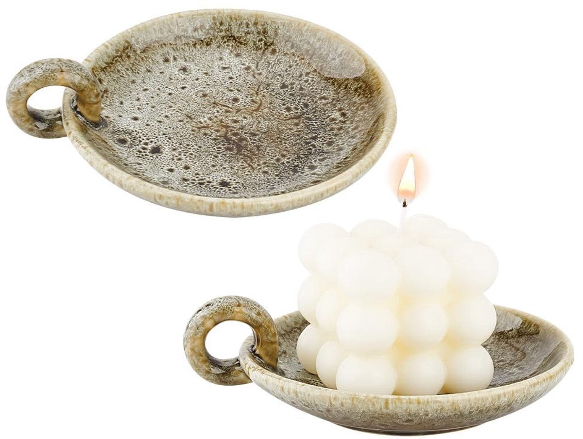 Dailygoods - Dailygoody - Porseleinen Kaarsenhouder - Decoratieve Kandelaar - Donkergroen - Voor Bruiloft en Thuis - Multifunctioneel - Unieke Decoratie