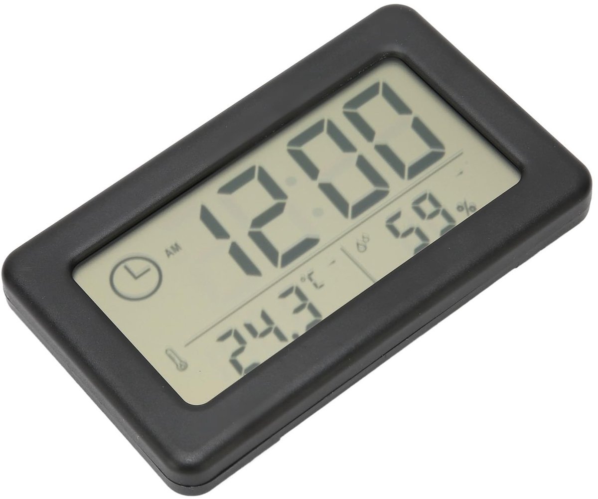 Dailygoods - Dailygoody - Digitale LED Klok - Draagbare Klok - Ultra Dun - Zwart - Vochtigheid Display - Voor Kantoor en Auto - 12/24U